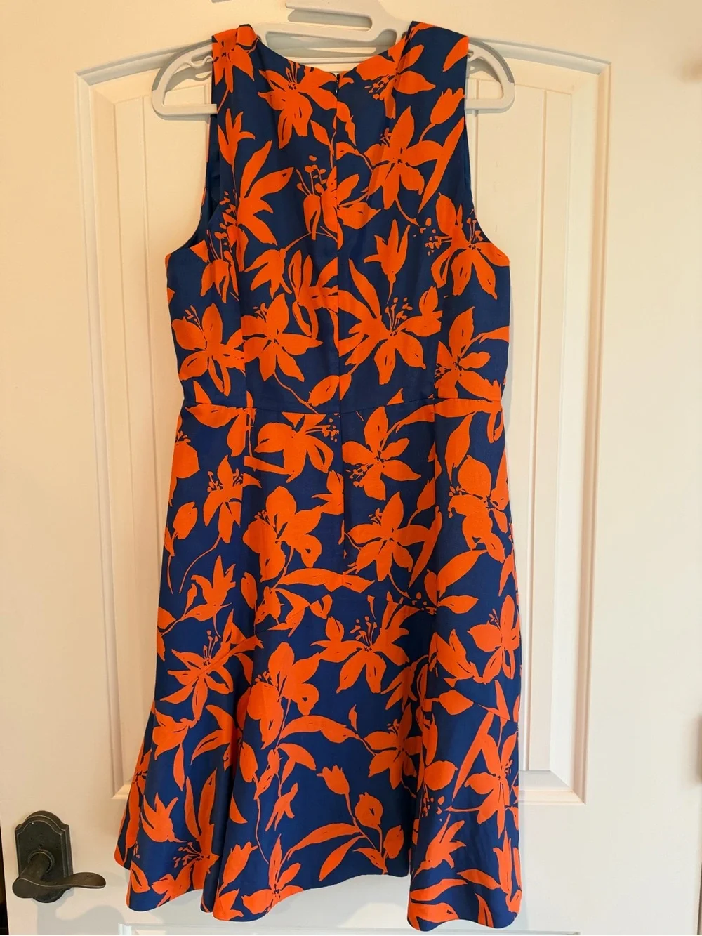 J.Crew Navy Blue & Orange Floral Sleeveless A-Line Dress Size 14